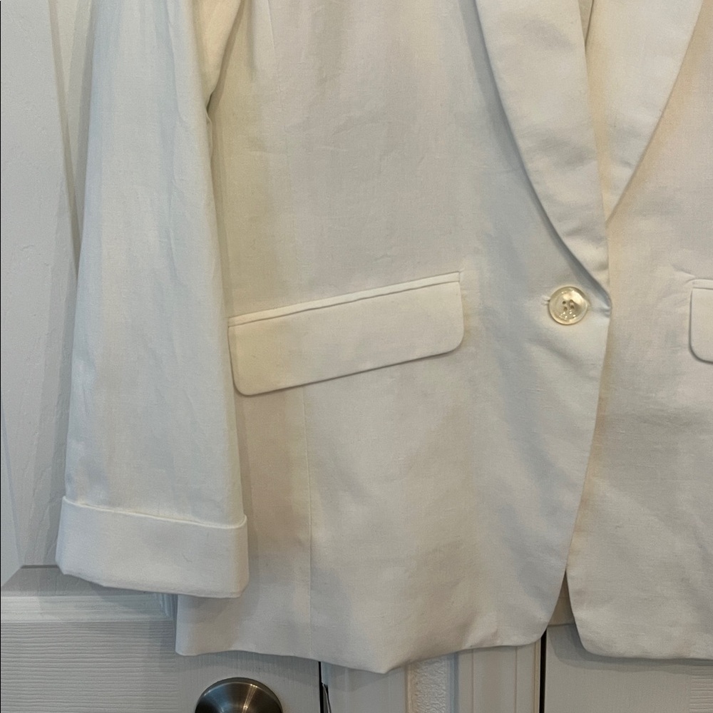 JCREW Unstructured Blazer Cotton-Linen In White Sz 10 - NWT!! - Picture 6 of 10